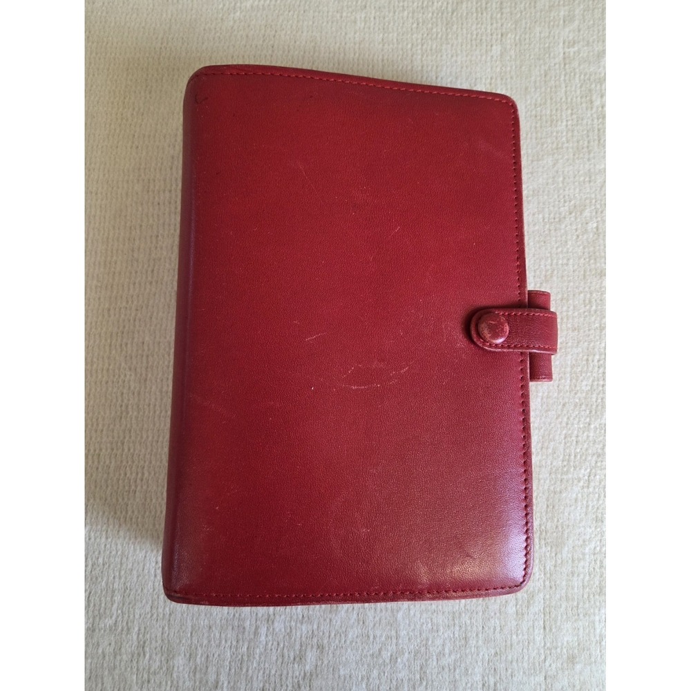 Vintage Korean Made Filofax Personal Leather Organizer - Red